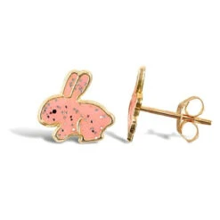 9ct Yellow Gold Enamelled Rabbit Stud Earrings P702E9-277