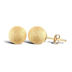 9ct Yellow Gold Frosted 7mm Ball Stud Earrings P702E9-313