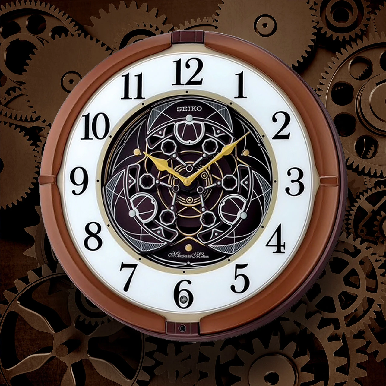 Seiko Metallic Brown Melody In Motion Musical Wall Clock QXM380B - Image 8
