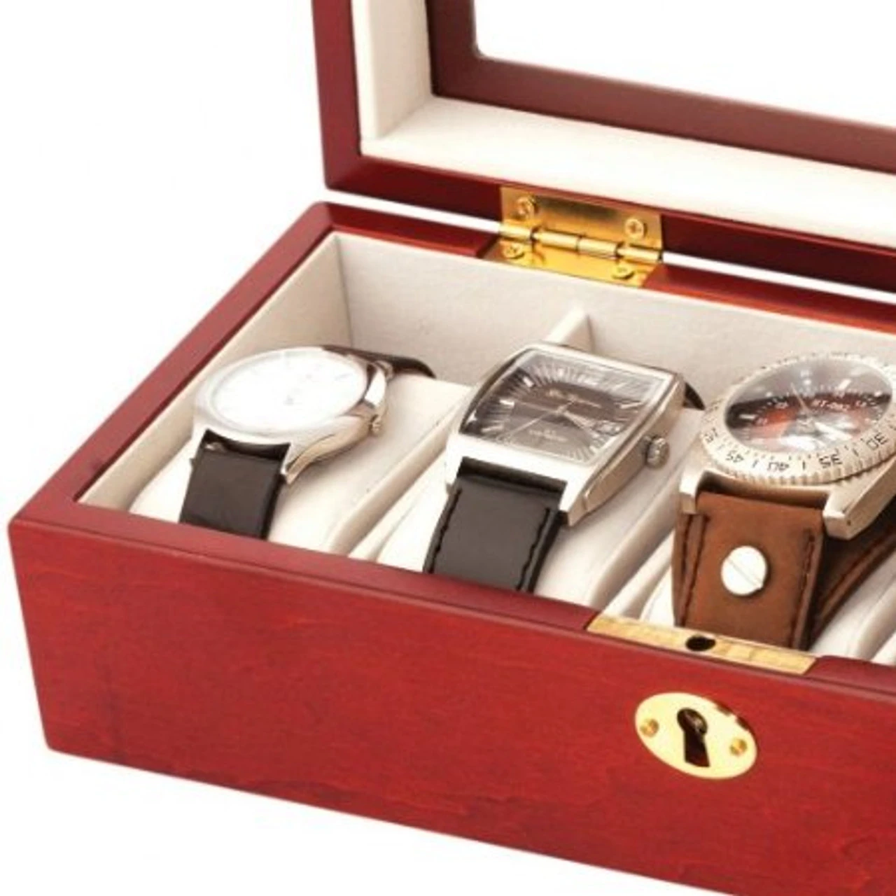 Mele And Co Lockable Watch Box For 5 Watches Mahogany 431 - Image 2