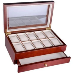 Mele And Co Watch Box For 10 Watches Walnut Display Case 1476