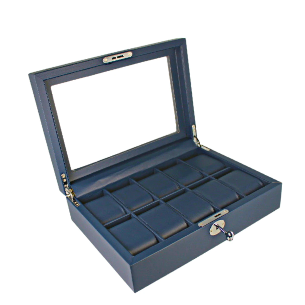 Orbit Navy Blue Leather Personalised Luxury Watch Box For 10 Watches OW202 - Image 2