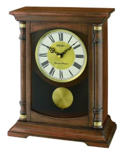 Seiko Westminster And Whittington Chimes Pendulum Mantel Clock QXQ034B